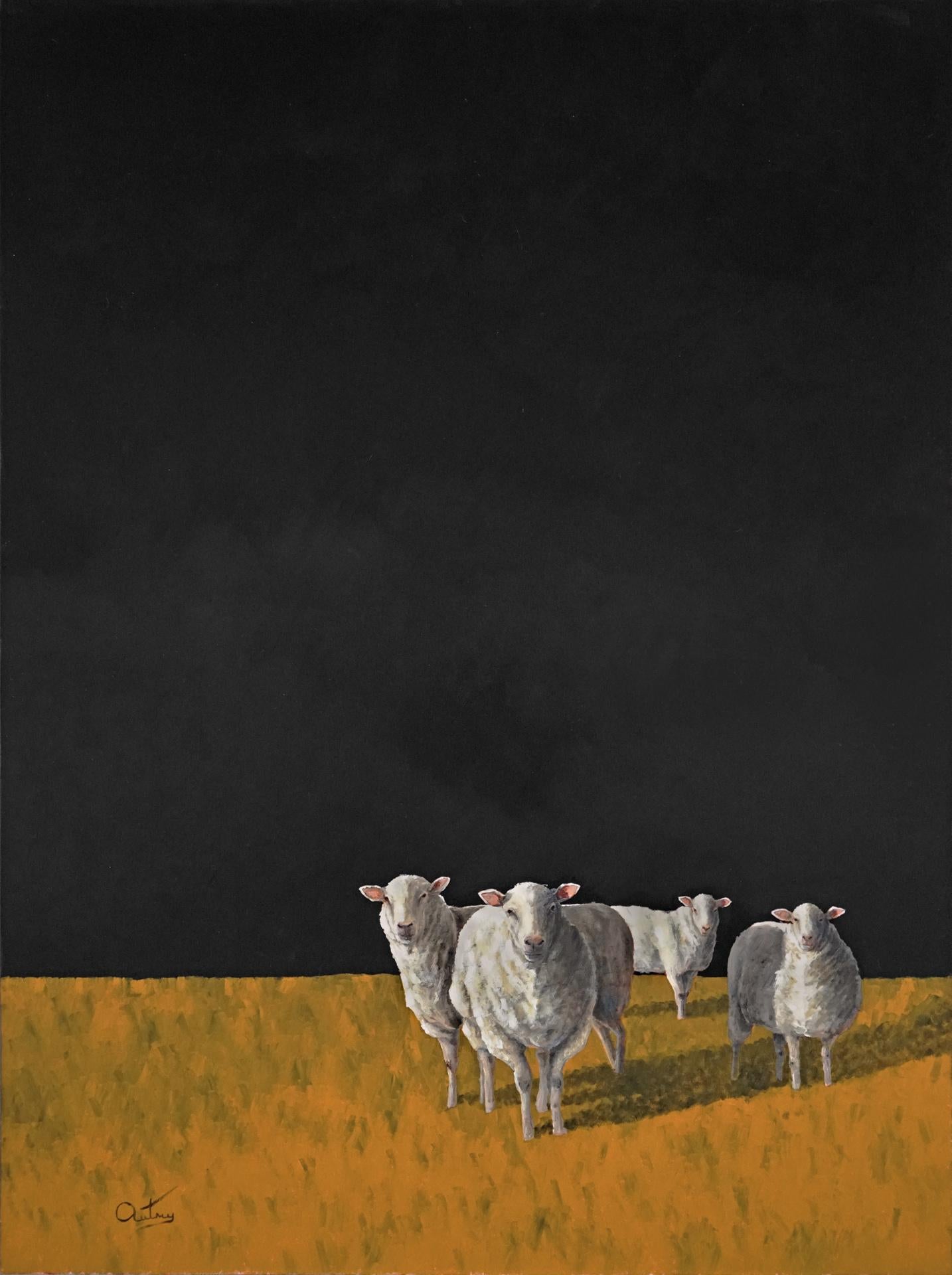 Luke Autrey Animal Painting - Reflections, Realist, Light/ Shadow, Sheep Oil Painting, Ovis