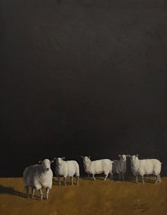 Sheep in the Field, Realist, Light/ Shadow, Oil Painting, Ovejas, Landscape