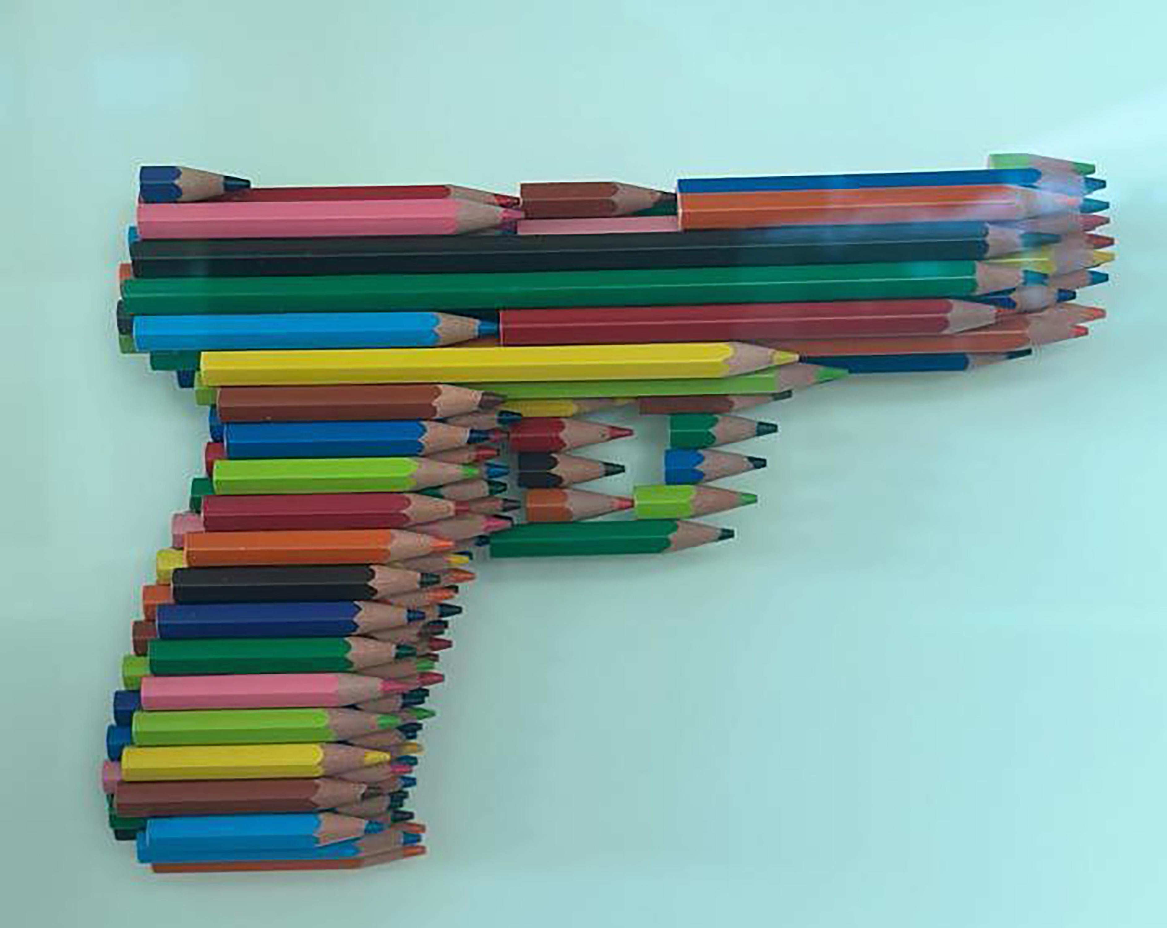 Beretta in Crayons (5) - Pop Art Sculpture by Luke Newton