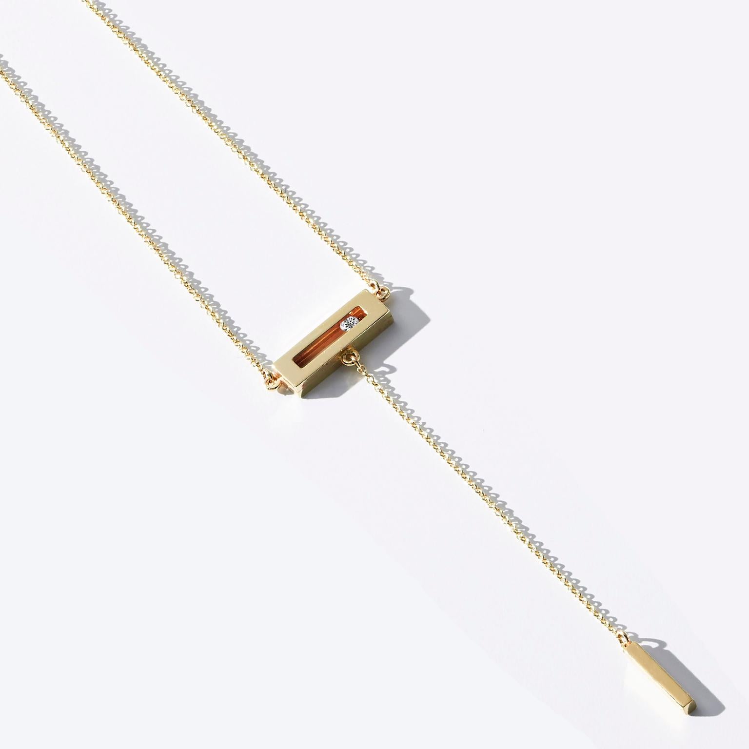 Modern Luke Rose 14 Carat Gold and Diamond Drop Necklace For Sale