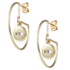 Luke Rose 14 Carat Gold and Diamond Hoop Earrings