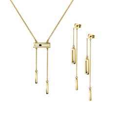 Luke Rose 14 Carat Gold Black Diamond Necklace and Earrings