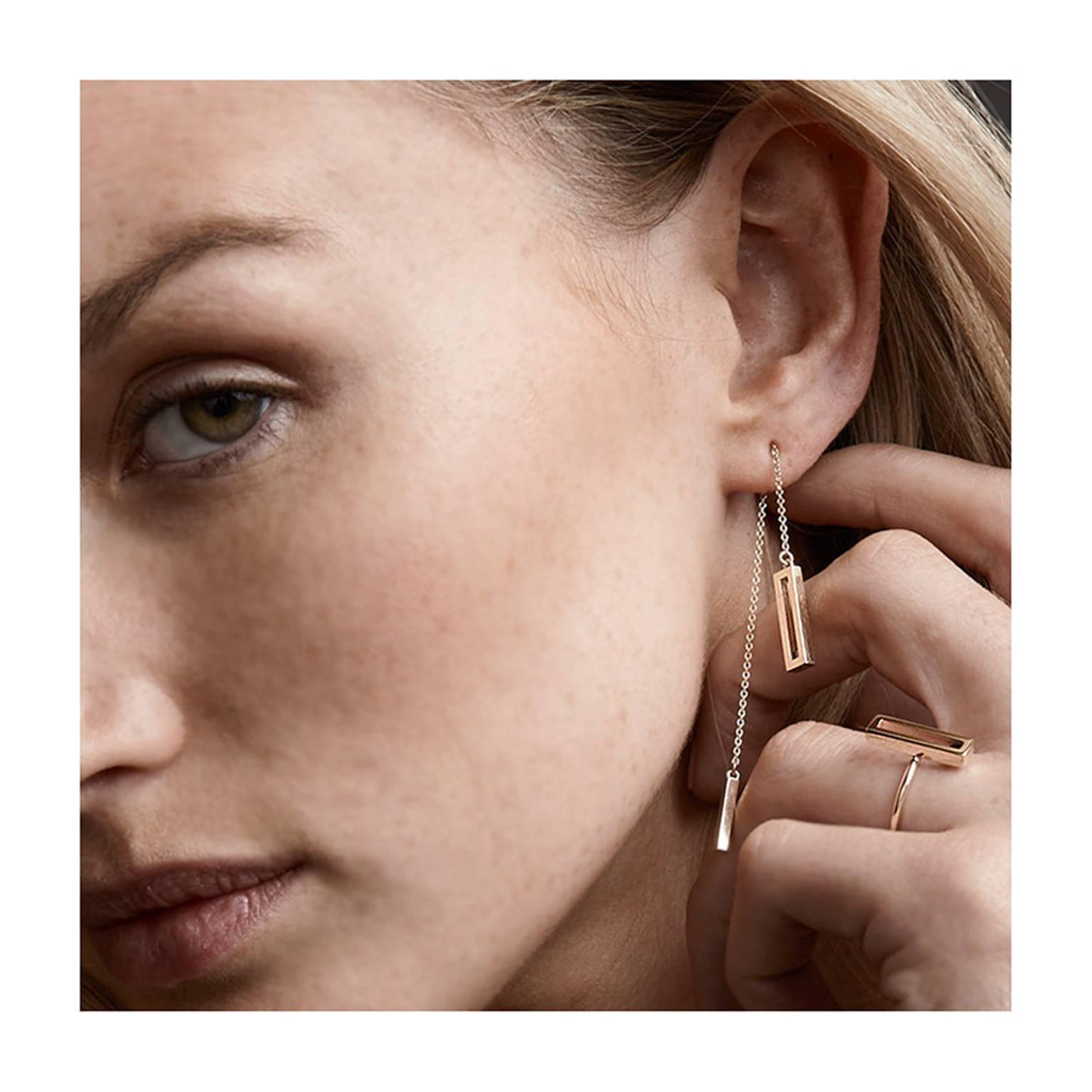 Luke Rose Black Diamond and Rose Gold Drop Earrings In New Condition In Sydney, AU
