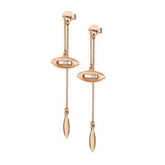 Luke Rose, Rose Gold Sliding Diamond Drop Earrings