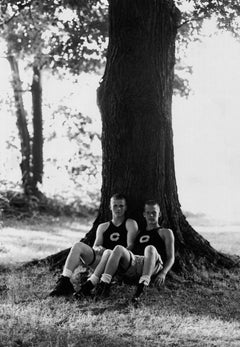 Retro High School Wrestlers Against Tree