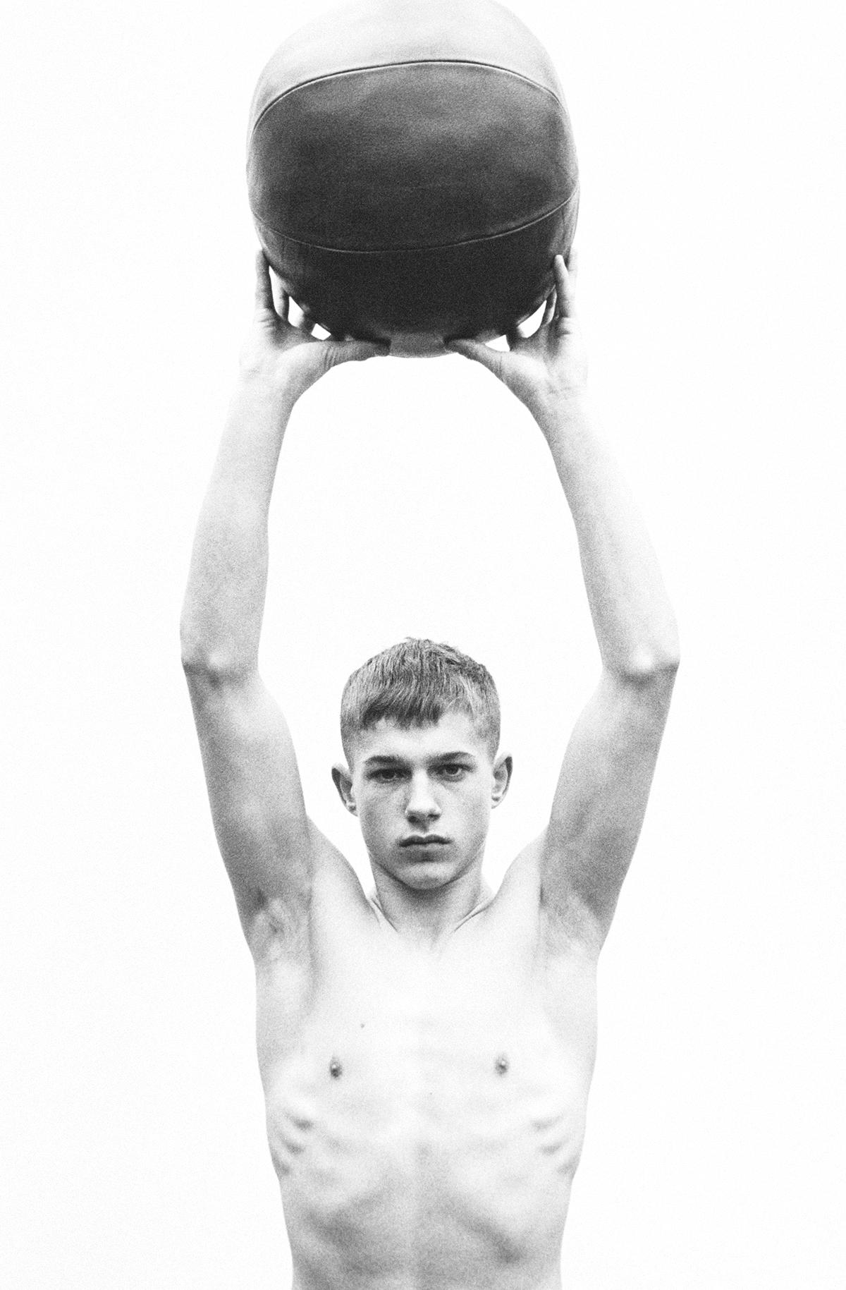 Luke Smalley Black and White Photograph - Medicine Ball Front