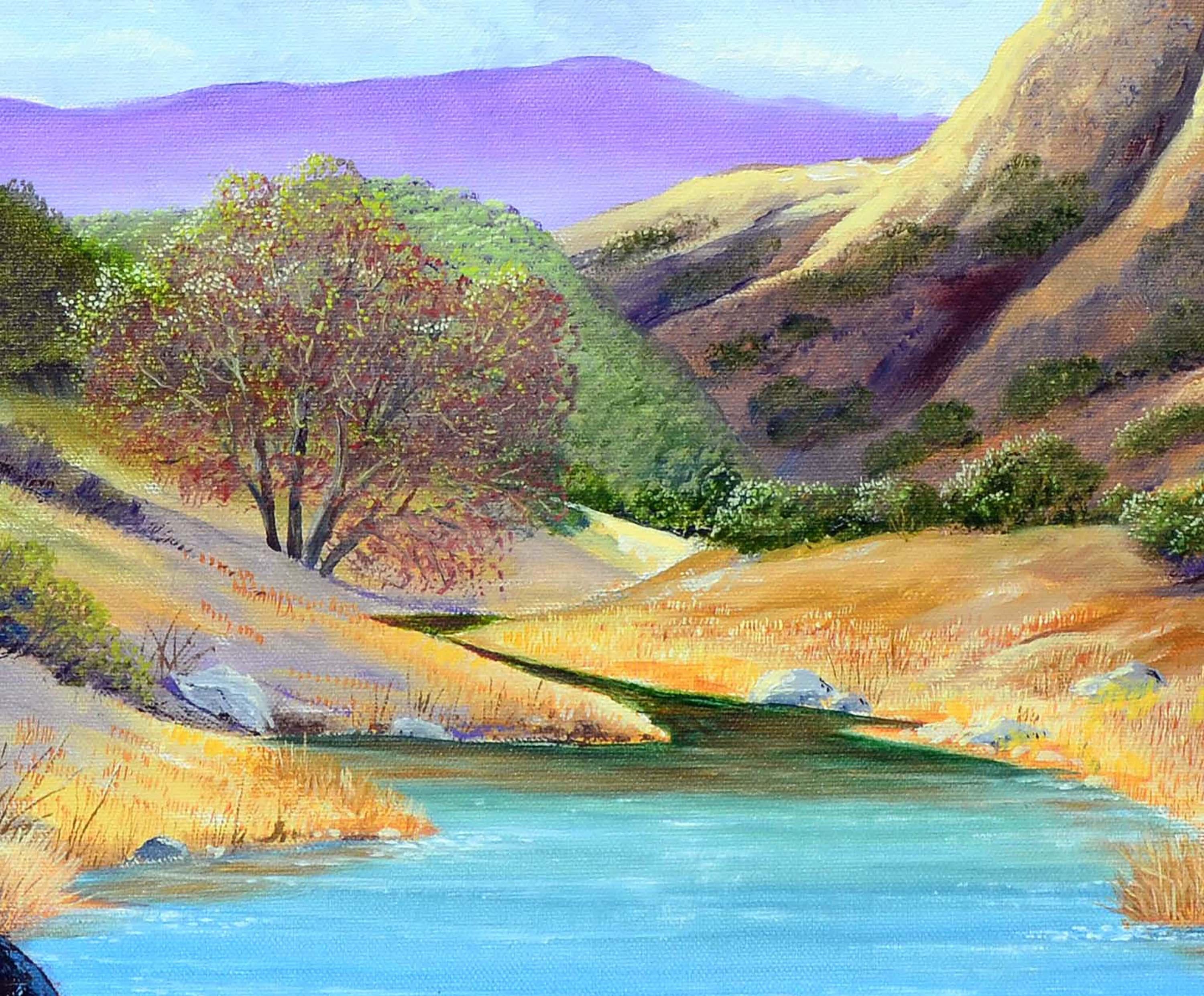 Mount Hamilton Realistische Landschaft (Grau), Landscape Painting, von Luke Stamos