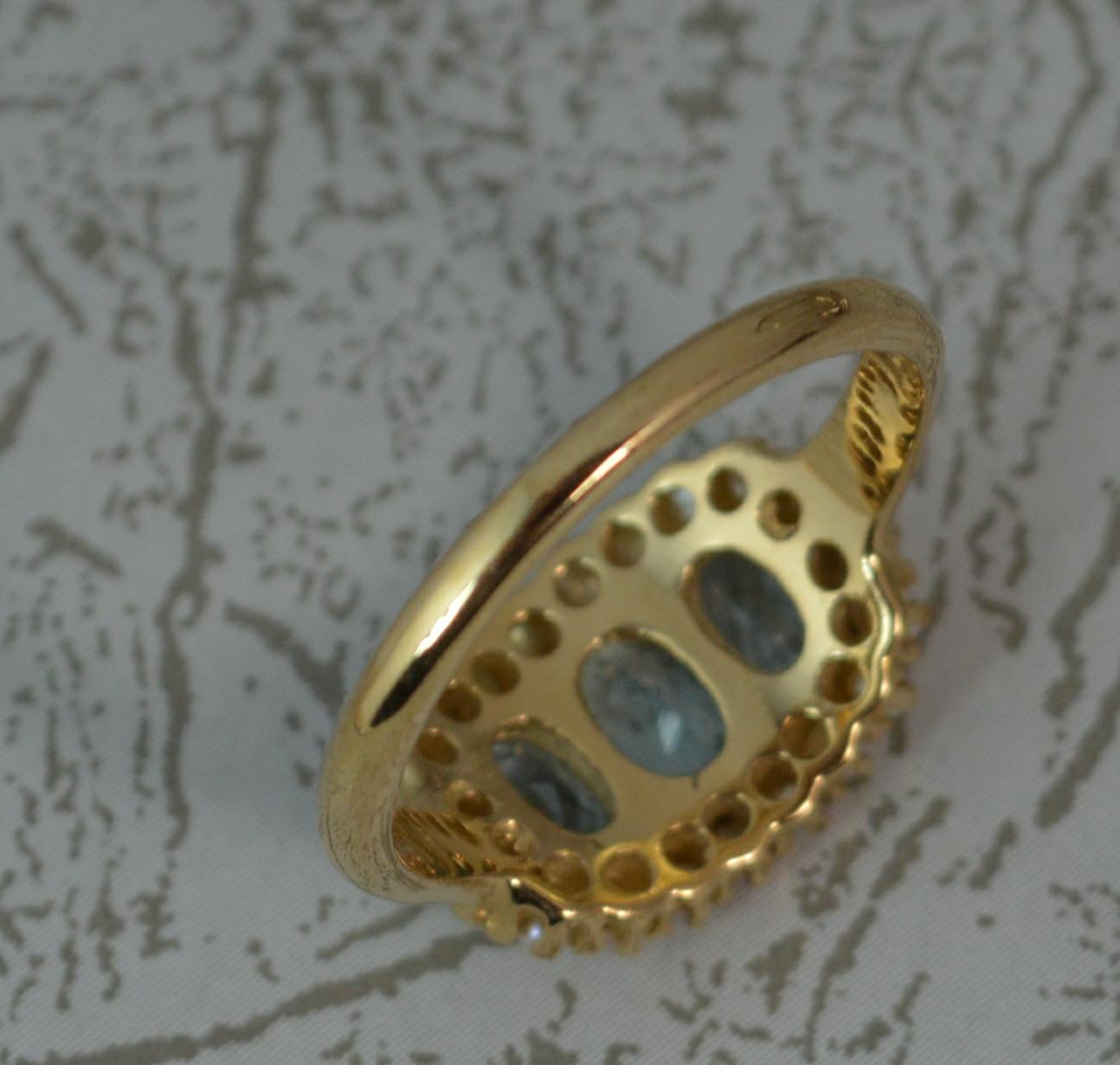 Women's Luke Stockley 9 Carat Gold Aquamarine and Seed Pearl Cluster Ring