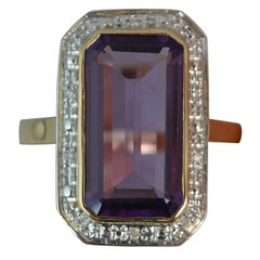 Luke Stockley Art Deco 9 Carat Gold Amethyst and Diamond Panel Ring