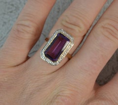 Luke Stockley Art Deco 9 Carat Gold Amethyst and Diamond Panel Ring