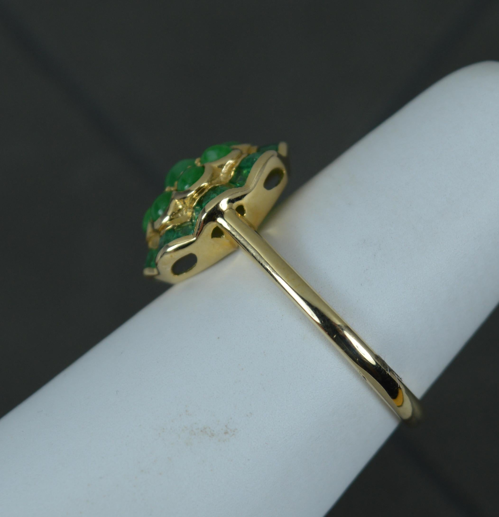 Luke Stockley Jade and Emerald 9ct Gold Cluster Ring 6