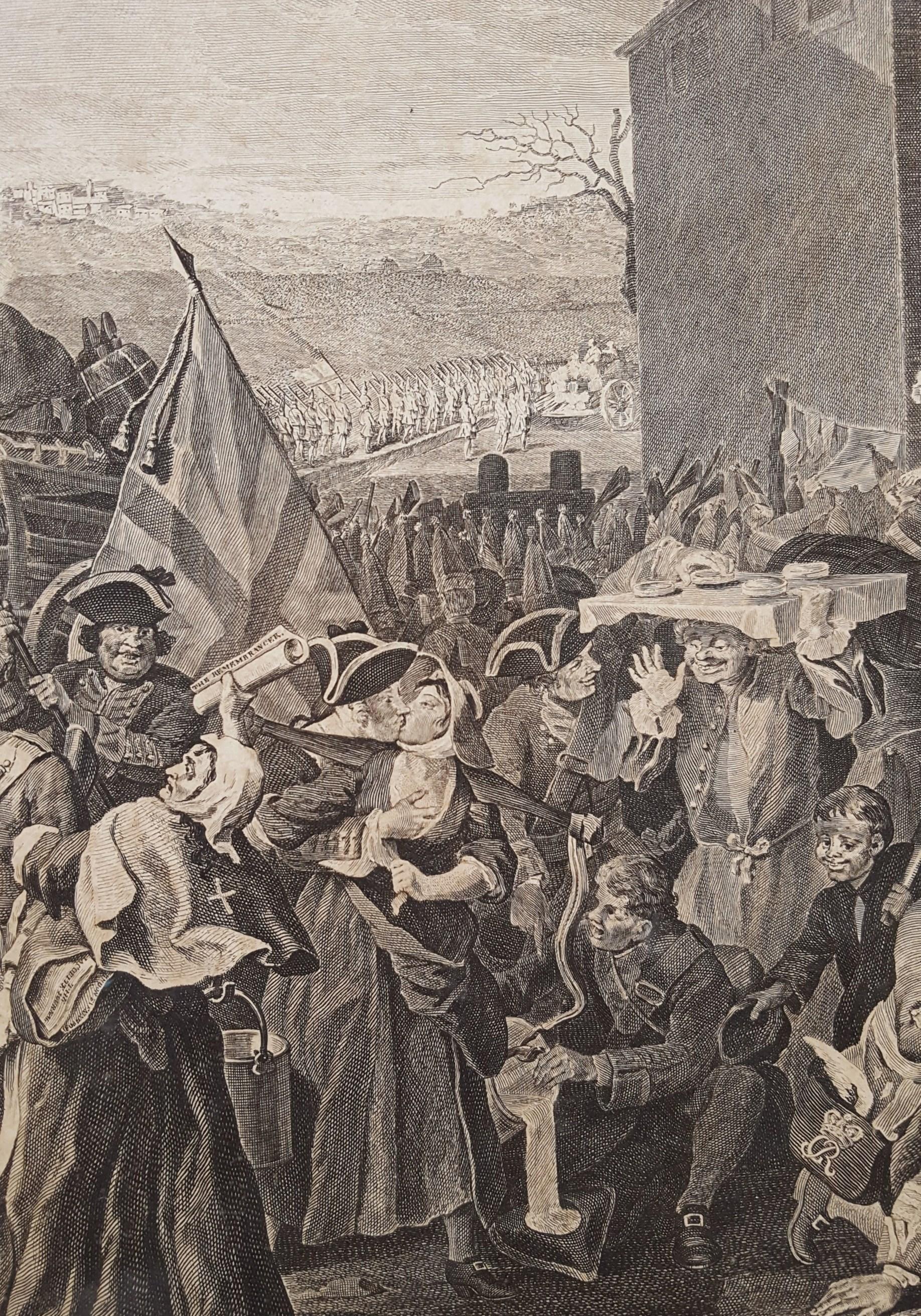 The March to Finchley, after William Hogarth - Gray Figurative Print by Luke Sullivan