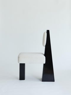 Lula Chair, Ivory Bouclé & Black Lacquer by Christian Siriano