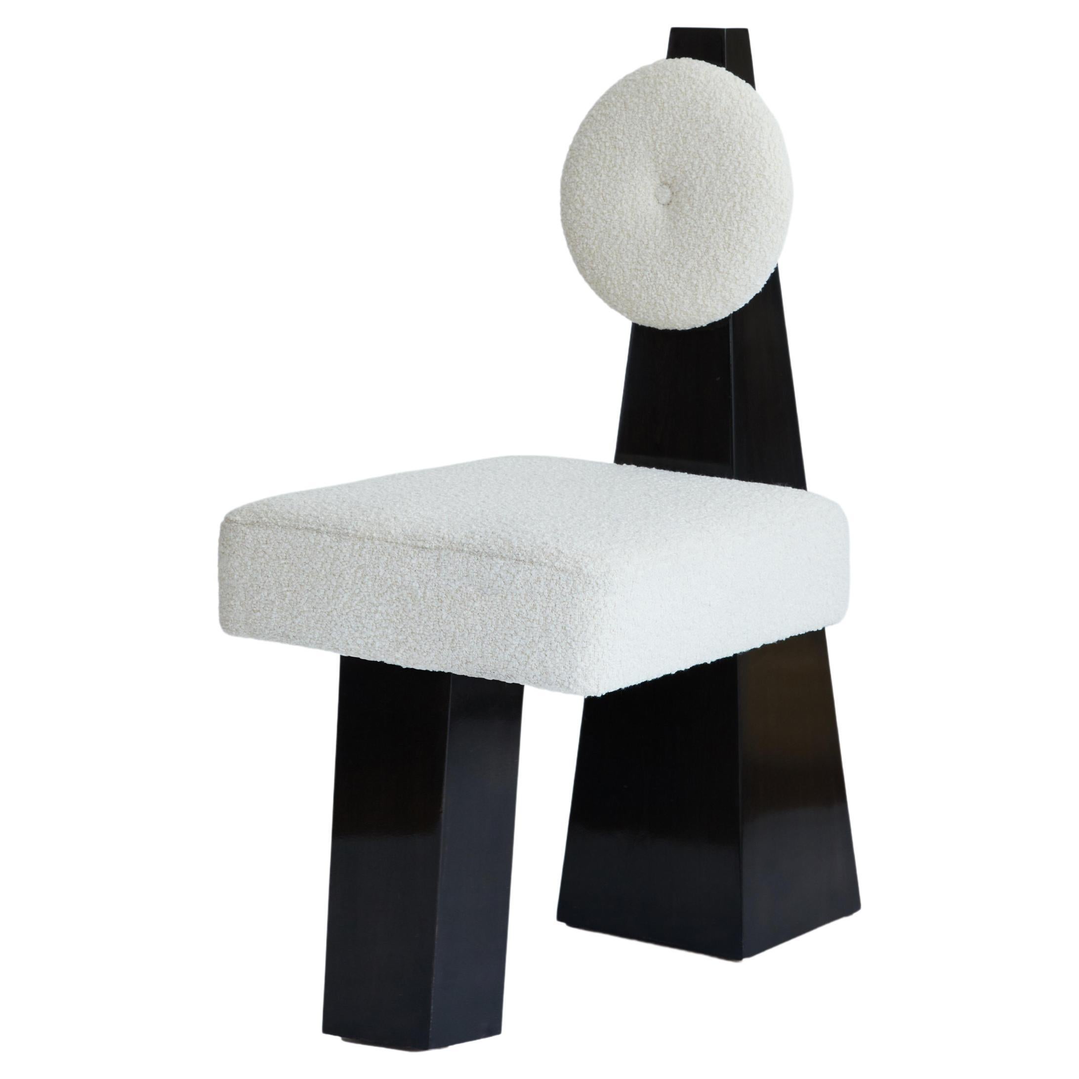 Lula Chair, Ivory Bouclé & Black Lacquer by Christian Siriano For Sale