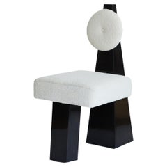 Lula Chair, Ivory Bouclé & Black Lacquer by Christian Siriano