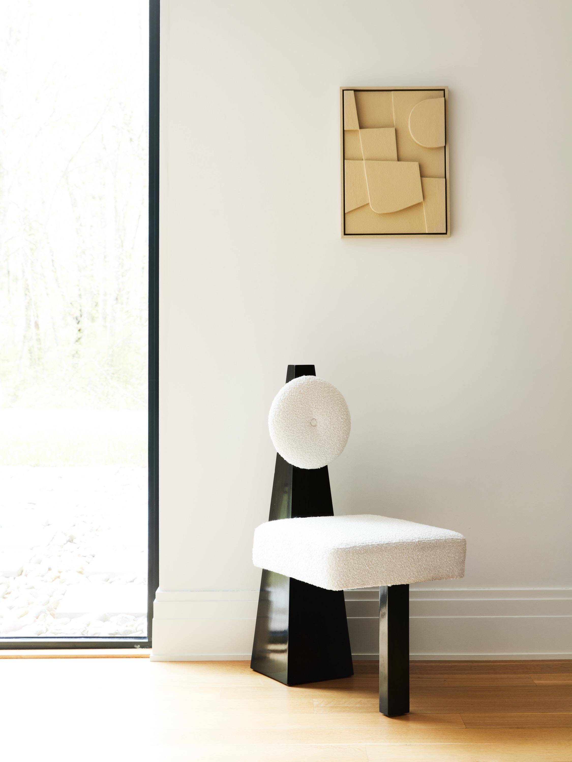 American Lula Chair, Ivory Bouclé & Black Lacquered Wood Chair by Christian Siriano