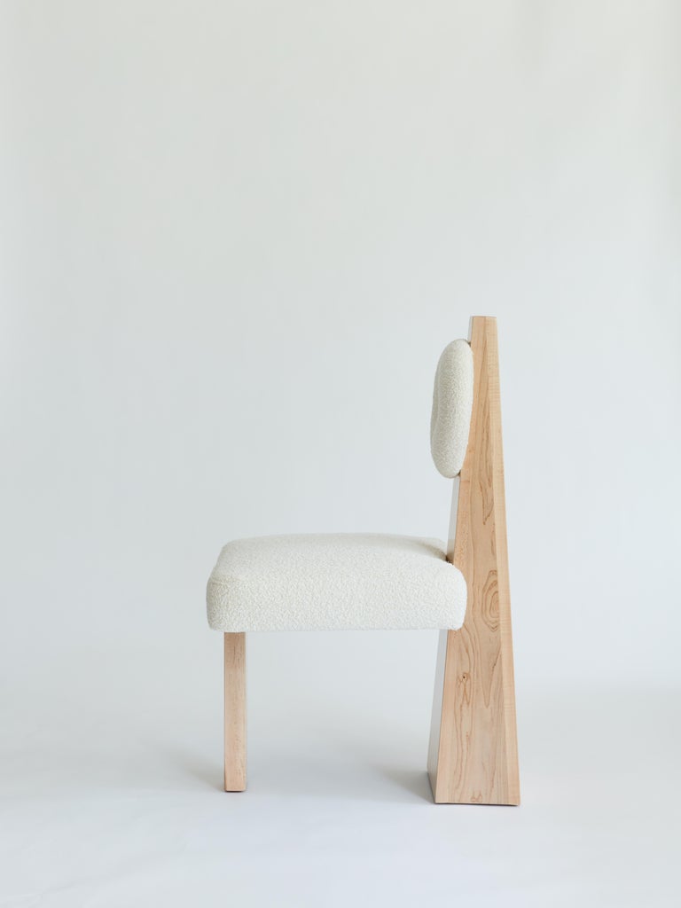 Modern Lula Chair, Ivory Bouclé & Natural Wood Chair by Christian Siriano For Sale