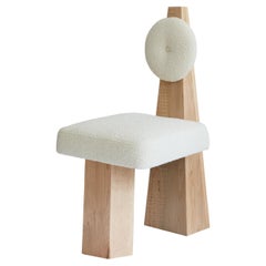 Lula Chair, Ivory Bouclé & Natural Wood Chair by Christian Siriano