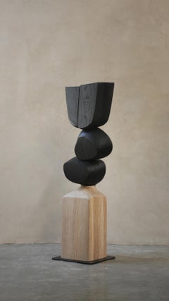 Lull No44 Tall Wooden Totem Sculpture by Joel Escalona for Minimalist Decor
