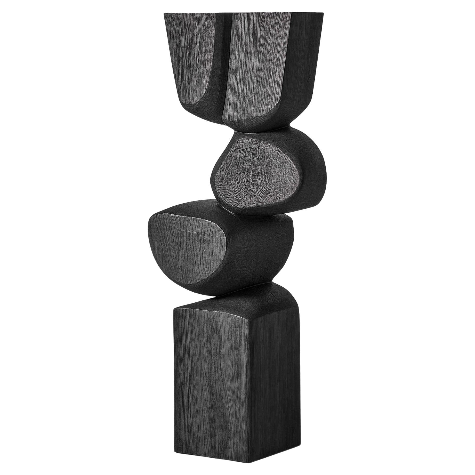 Lull No44 Tall Wooden Totem Sculpture by Joel Escalona for Minimalist Decor
