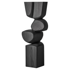 Lull No44 Tall Wooden Totem Sculpture by Joel Escalona for Minimalist Decor