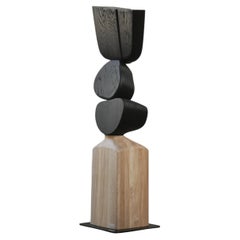 Lull No44 Tall Wooden Totem Sculpture by Joel Escalona for Minimalist Decor