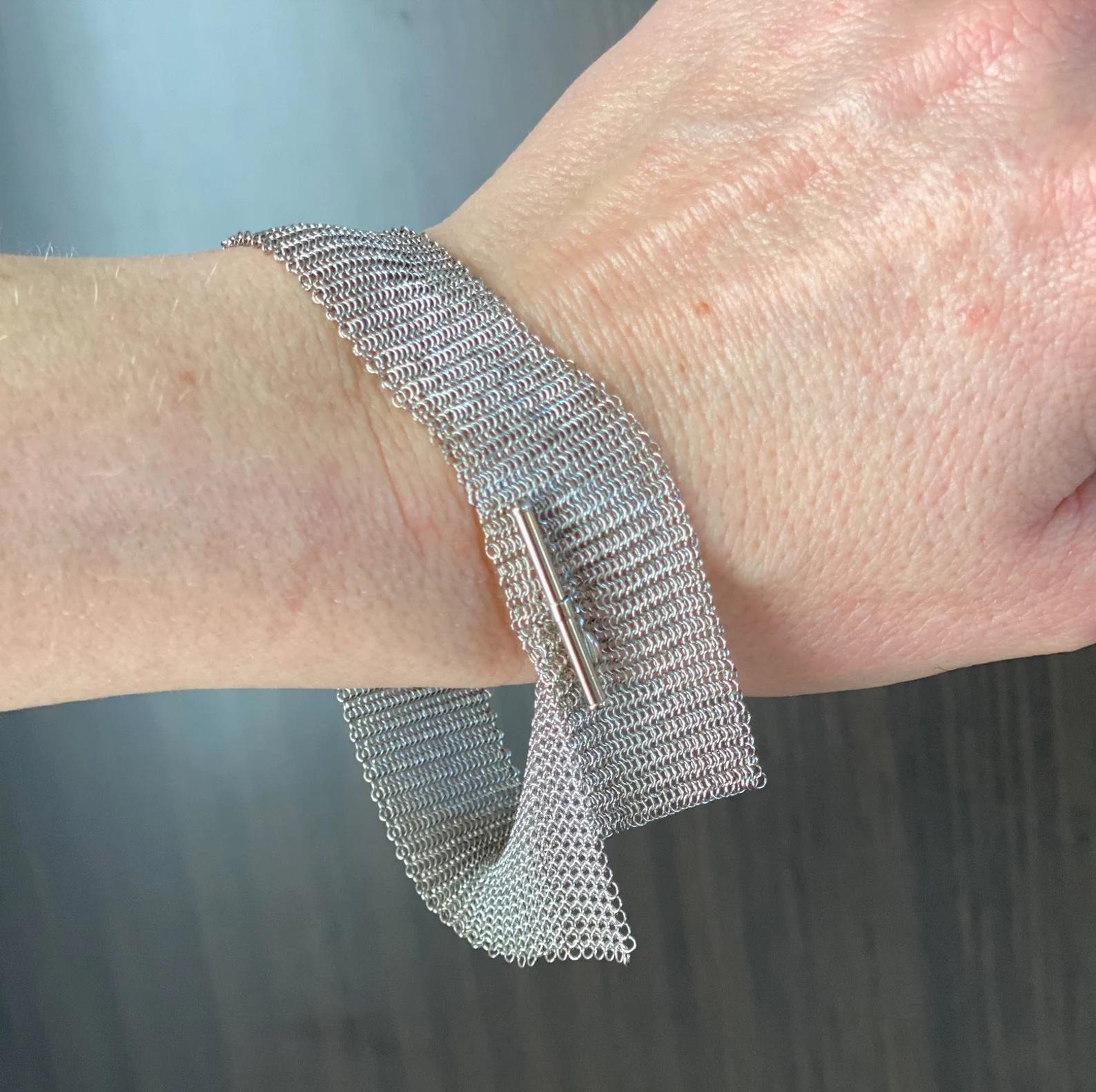 Lull, Sculptural Chainmaille Mesh Sterling Silver Bracelet by Ashley Childs In New Condition In Bozeman, MT