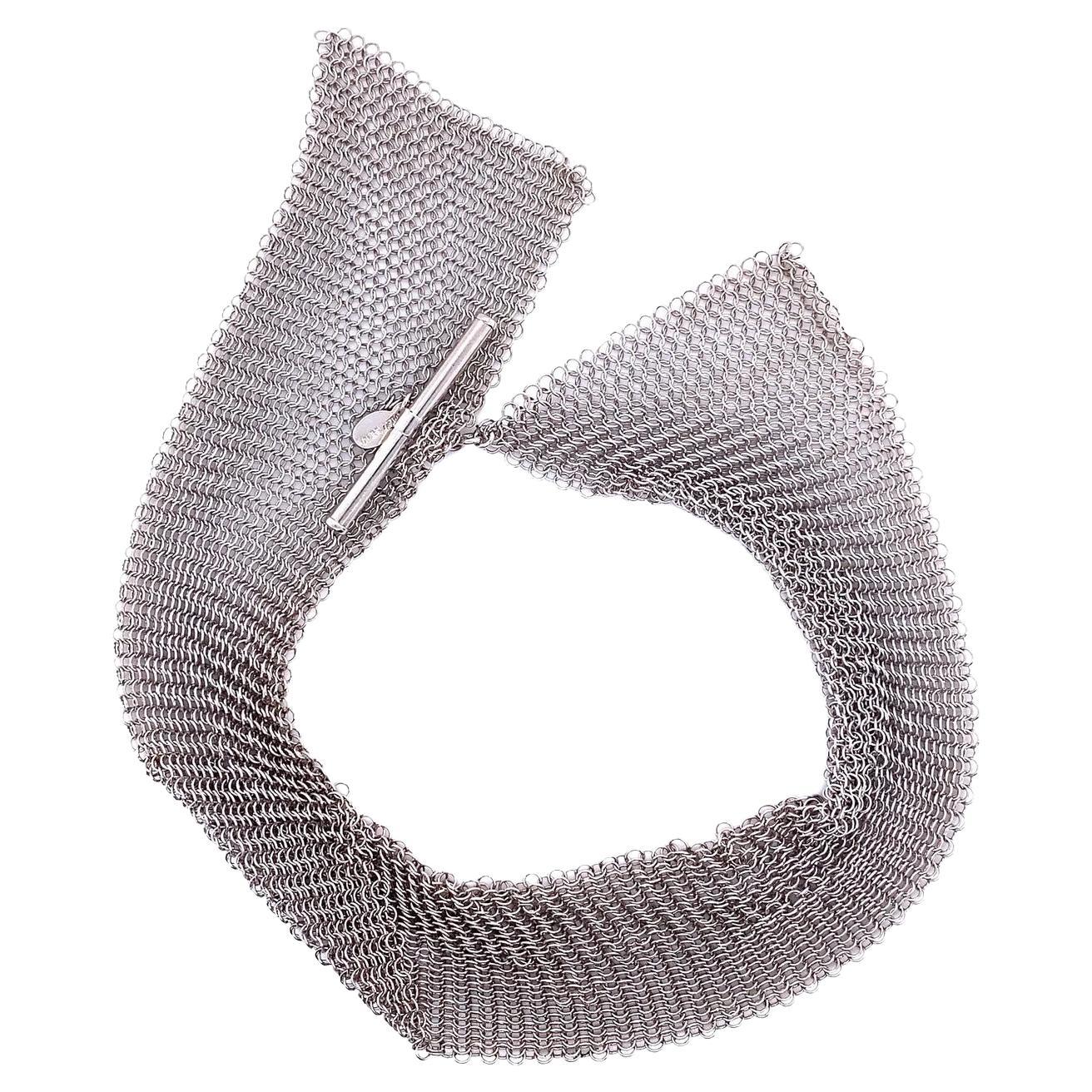 Lull, Sculptural Chainmaille Mesh Sterling Silver Bracelet by Ashley Childs