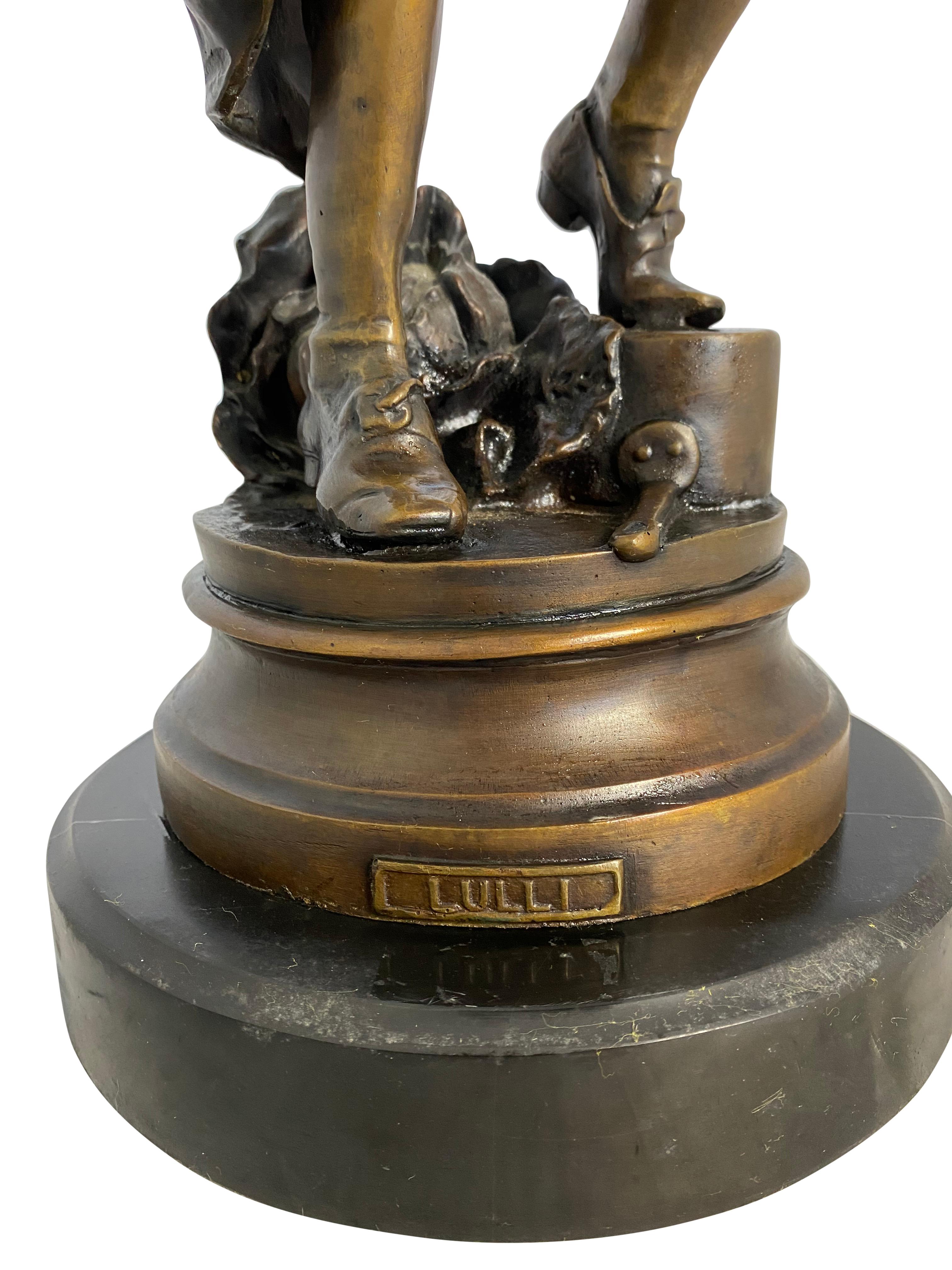 Bronze Lulli Enfant French Violin Player Sculpture, 20th Century For Sale
