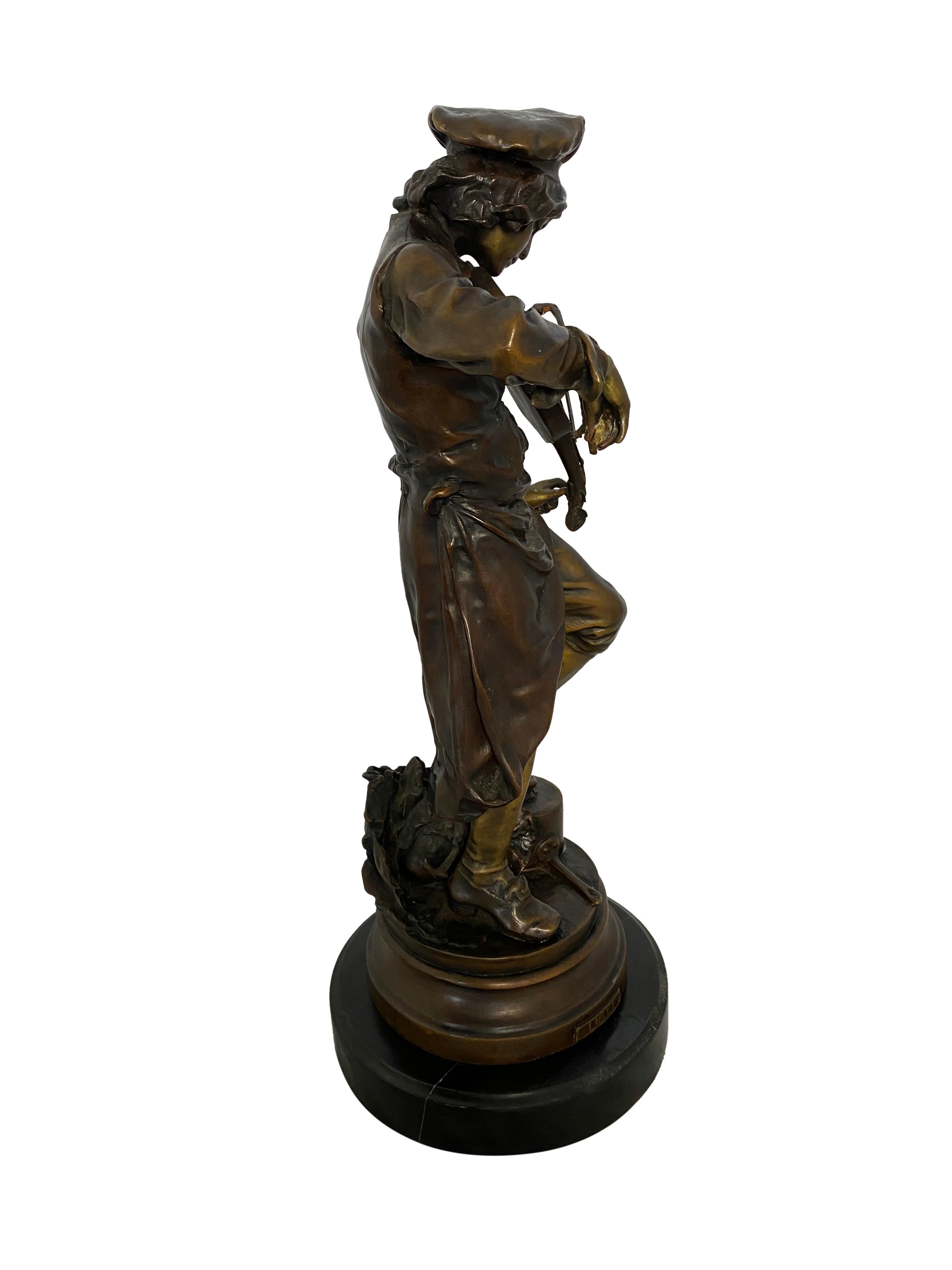 Lulli Enfant French Violin Player Sculpture, 20th Century For Sale 1