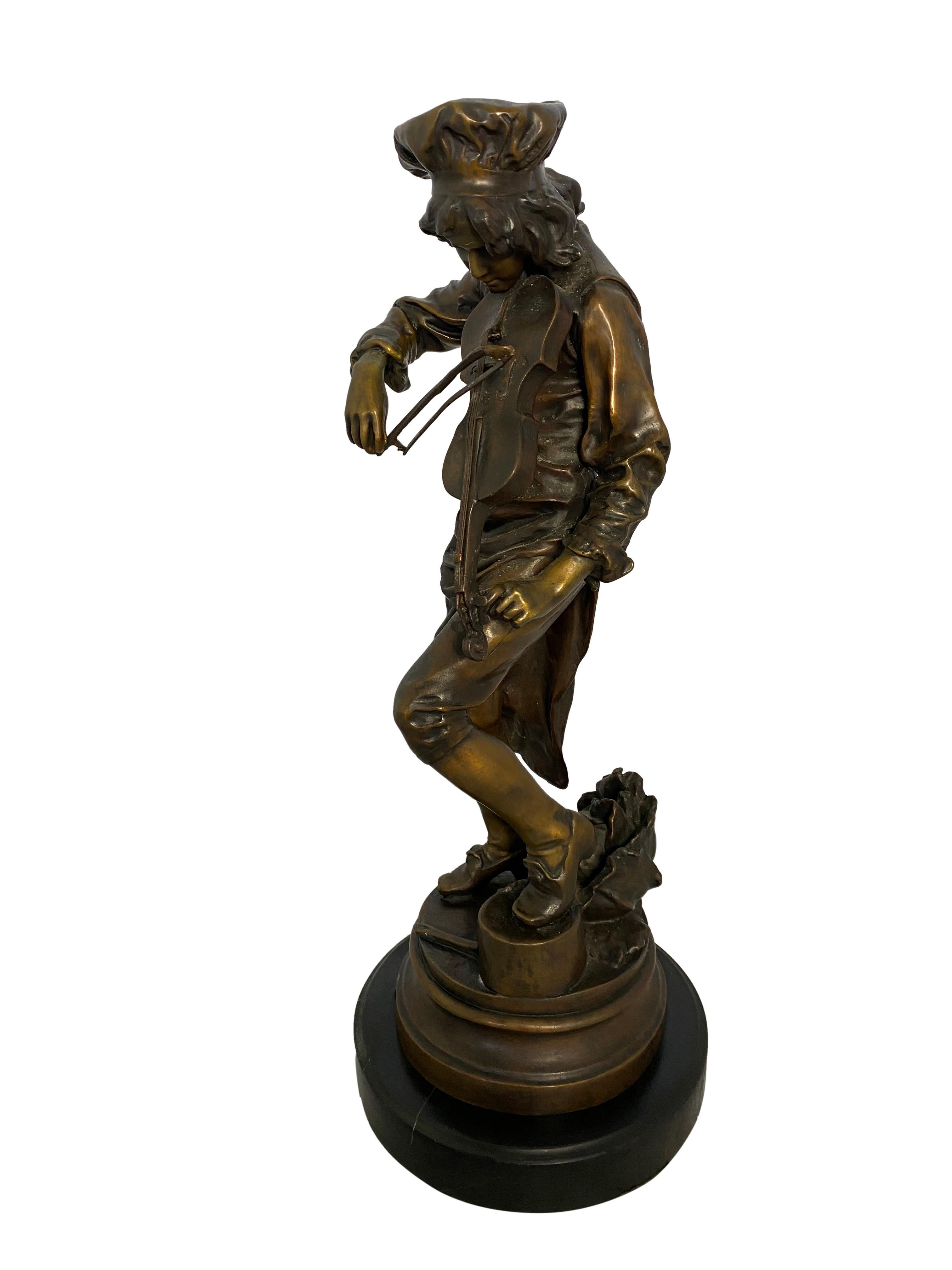 Lulli Enfant French Violin Player Sculpture, 20th Century For Sale 3