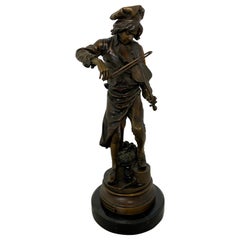 Lulli Enfant French Violin Player Sculpture, 20th Century