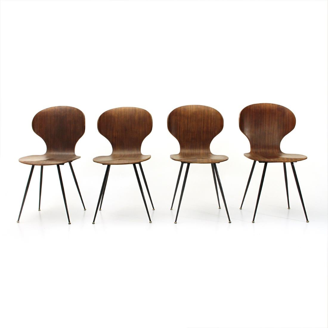 Italian Lully Plywood Chair by Carlo Ratti for Industria Legni Curvati, Set of Four