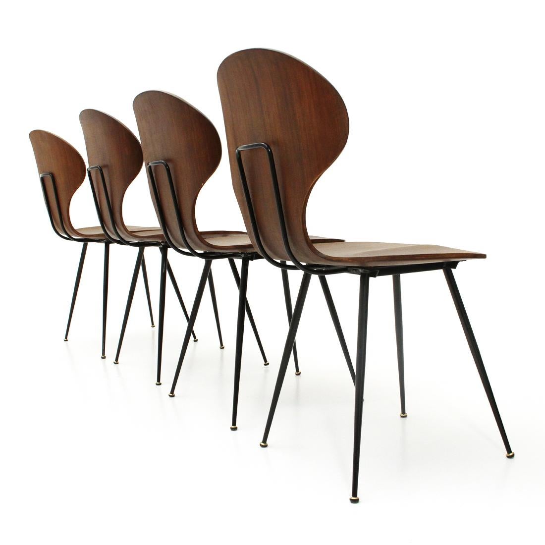 Lully Plywood Chair by Carlo Ratti for Industria Legni Curvati, Set of Four In Good Condition In Savona, IT