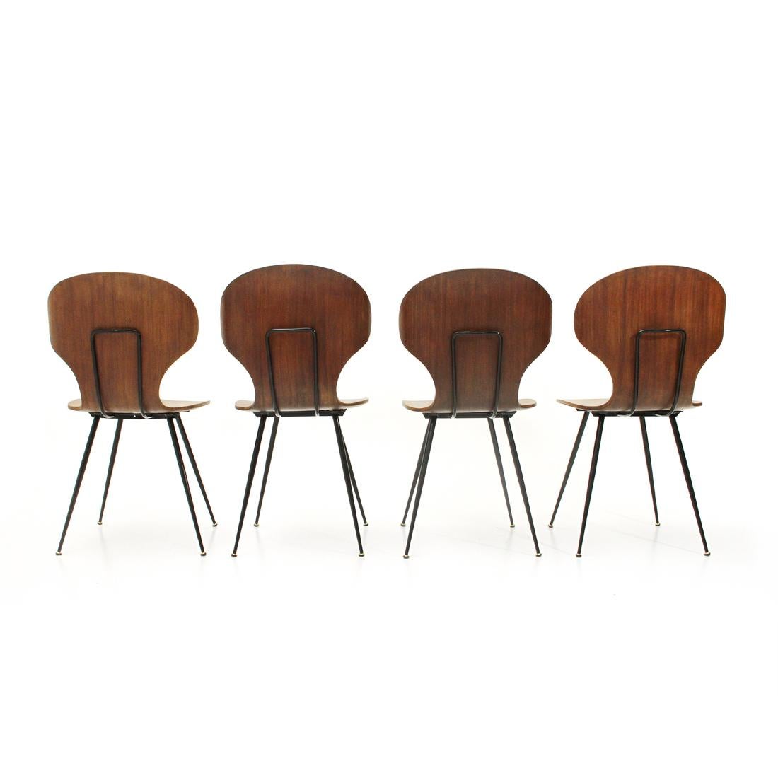 Mid-20th Century Lully Plywood Chair by Carlo Ratti for Industria Legni Curvati, Set of Four
