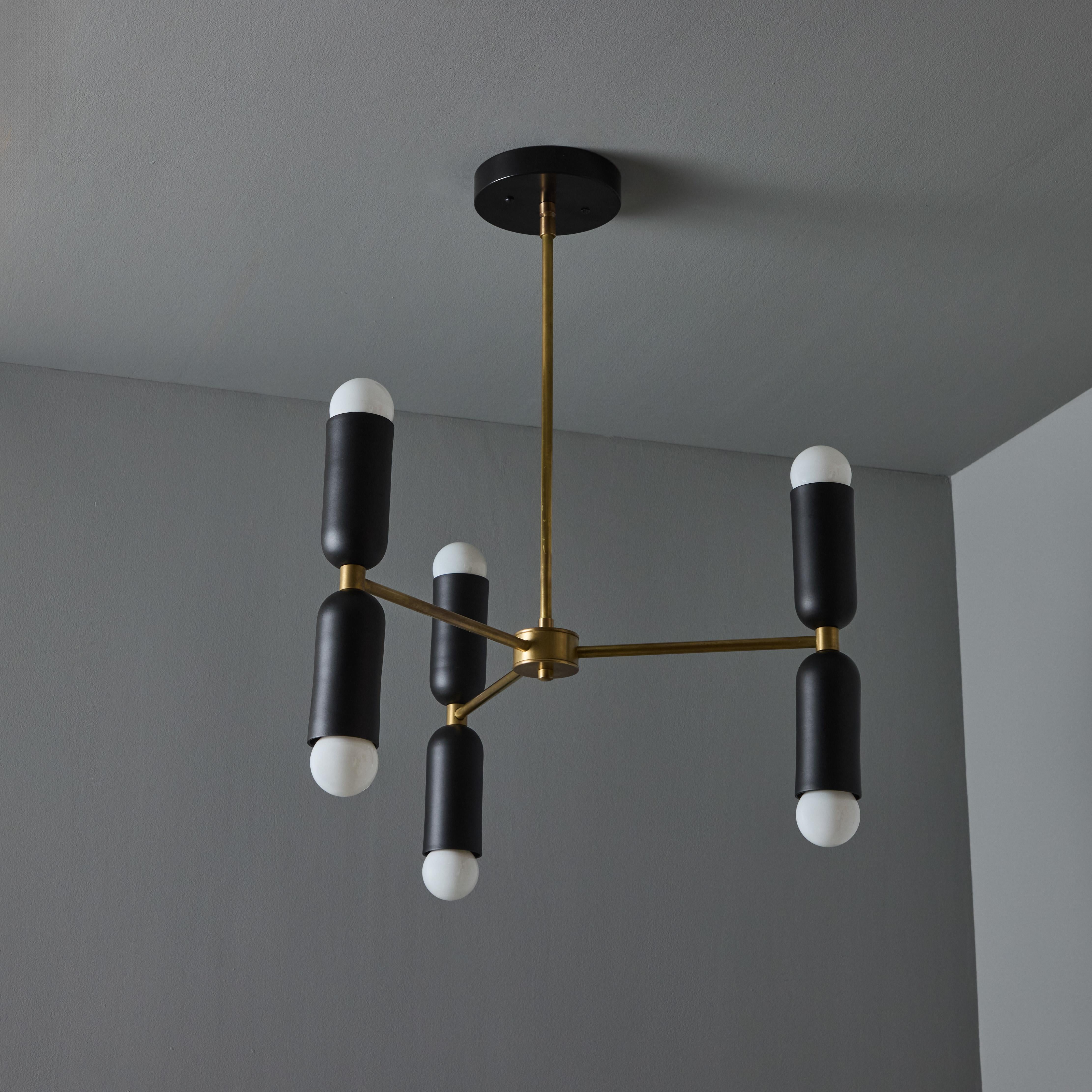 'Lulu' 3-Arm Chandelier in Black & Brass by Alvaro Benitez For Sale 3