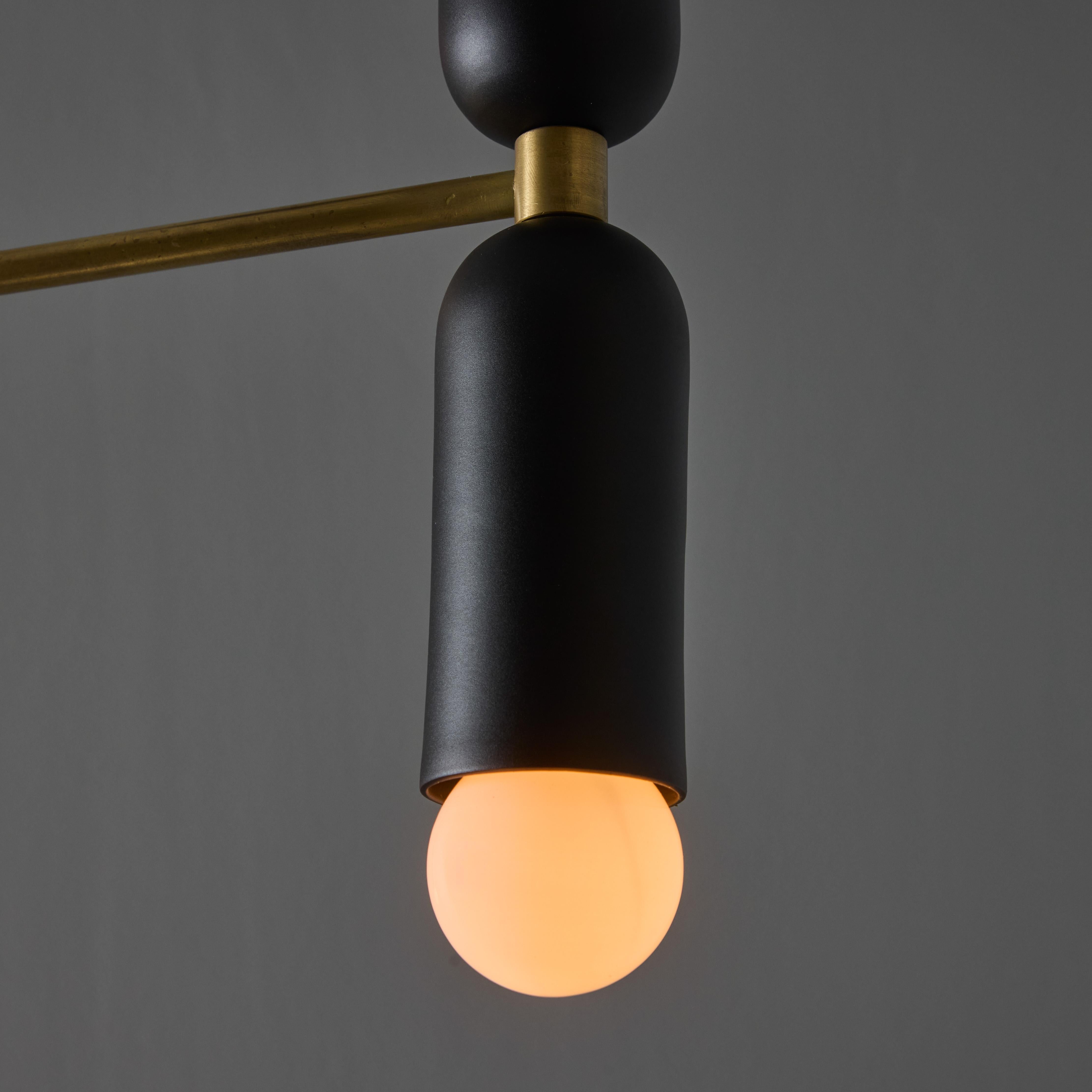 'Lulu' 3-Arm Chandelier in Black & Brass by Alvaro Benitez For Sale 4