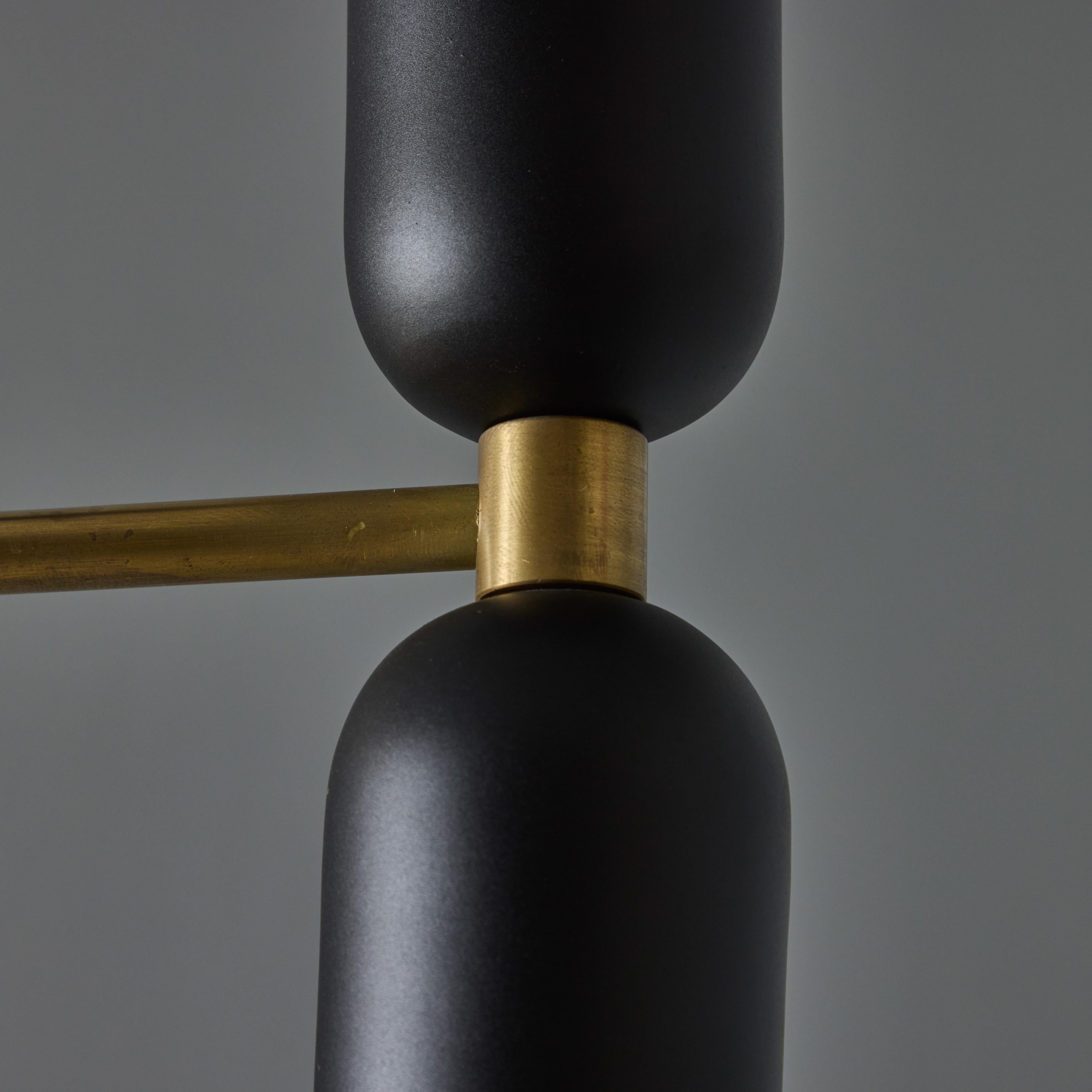 'Lulu' 3-Arm Chandelier in Black & Brass by Alvaro Benitez For Sale 7