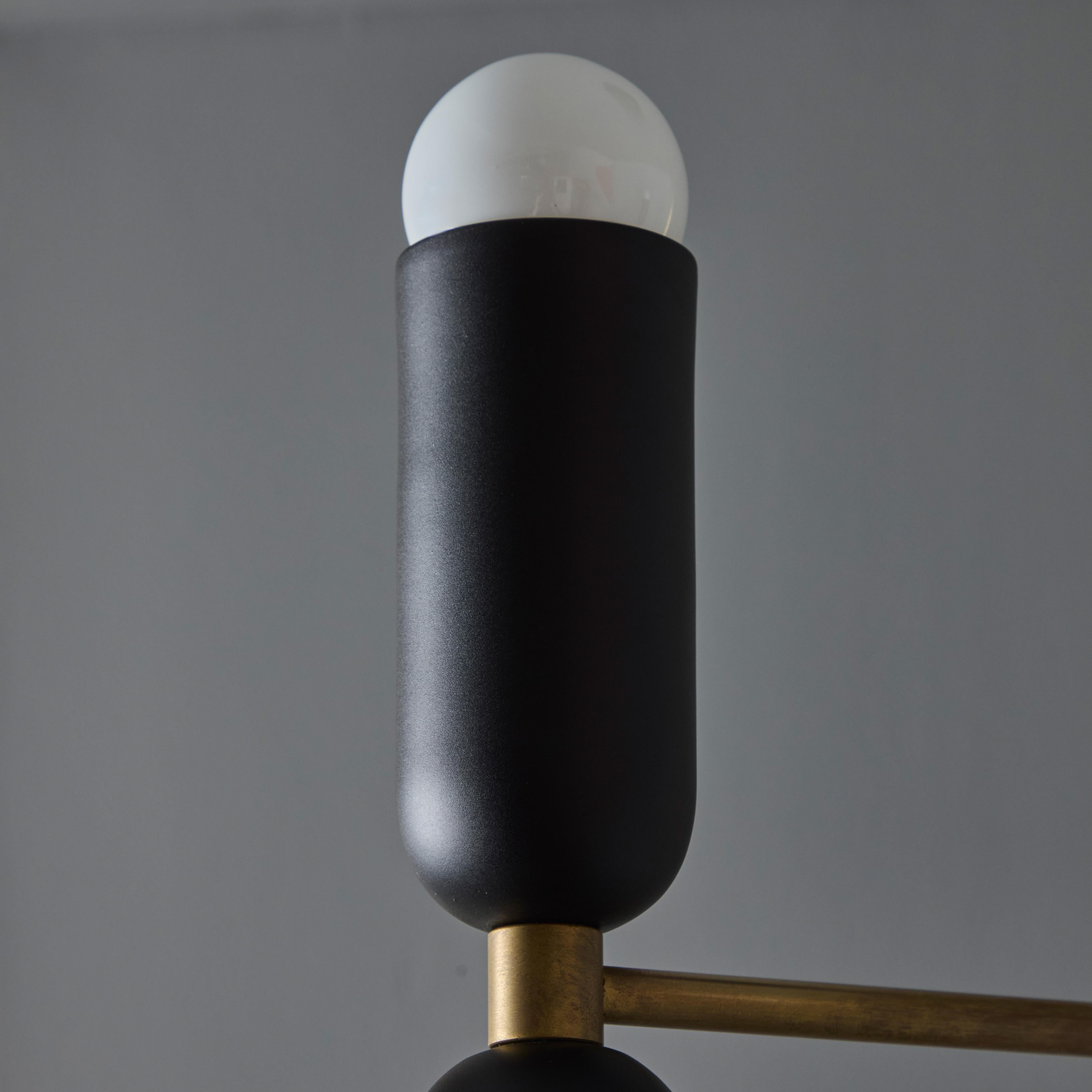 'Lulu' 3-Arm Chandelier in Black & Brass by Alvaro Benitez For Sale 8