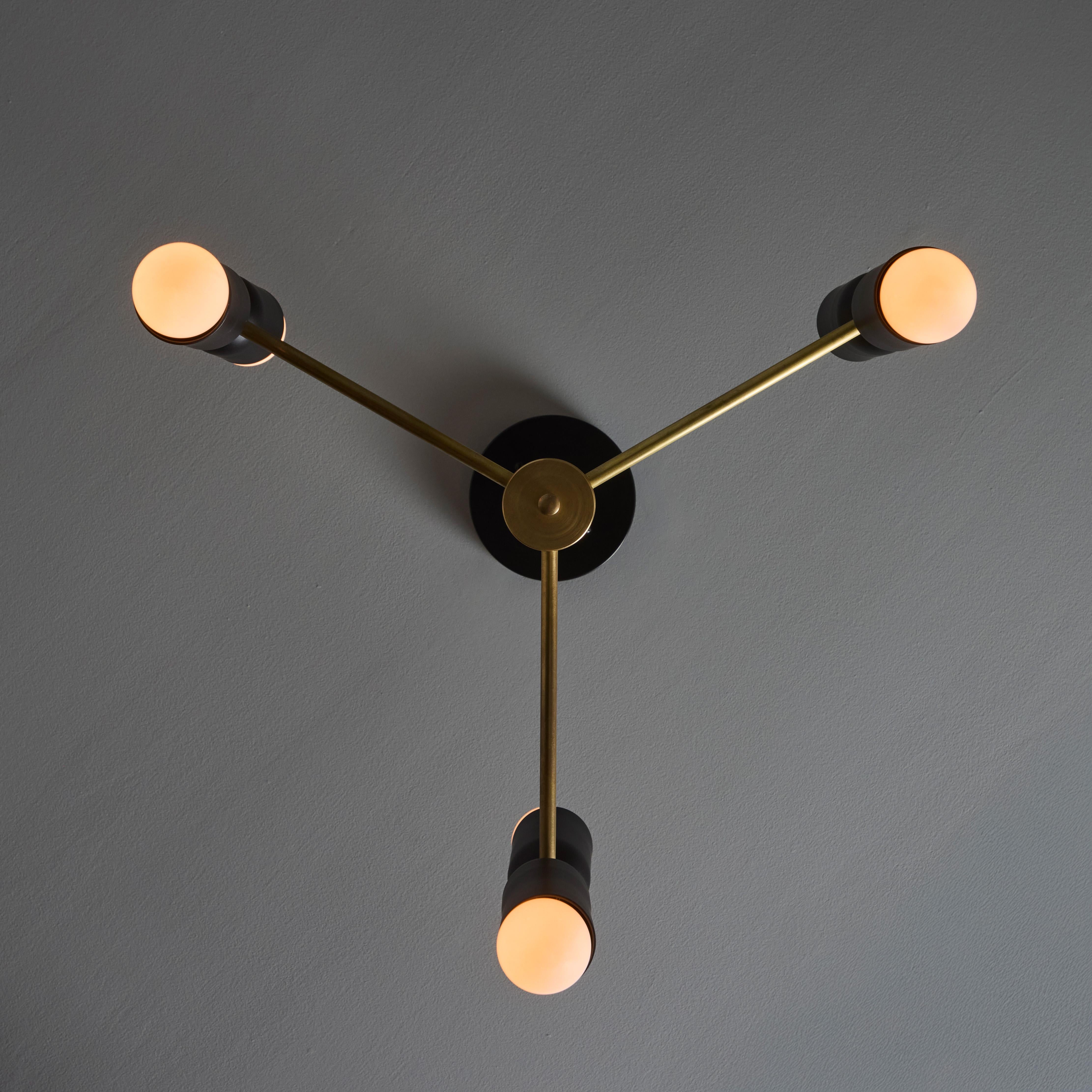 'Lulu' 3-Arm Chandelier in Black & Brass by Alvaro Benitez For Sale 9
