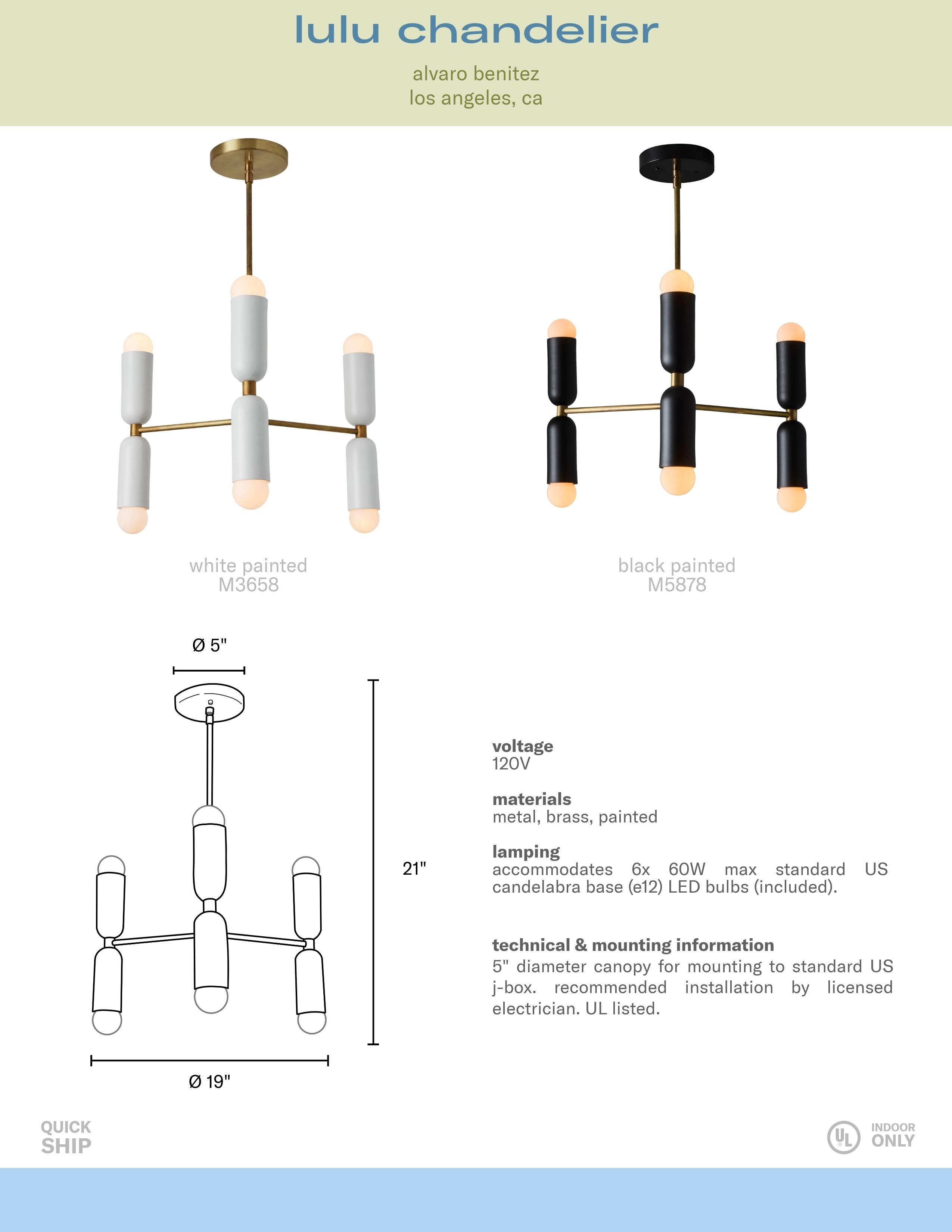 Lampadario a 3 bracci 'Lulu' in nero e ottone di Alvaro Benitez in vendita 13