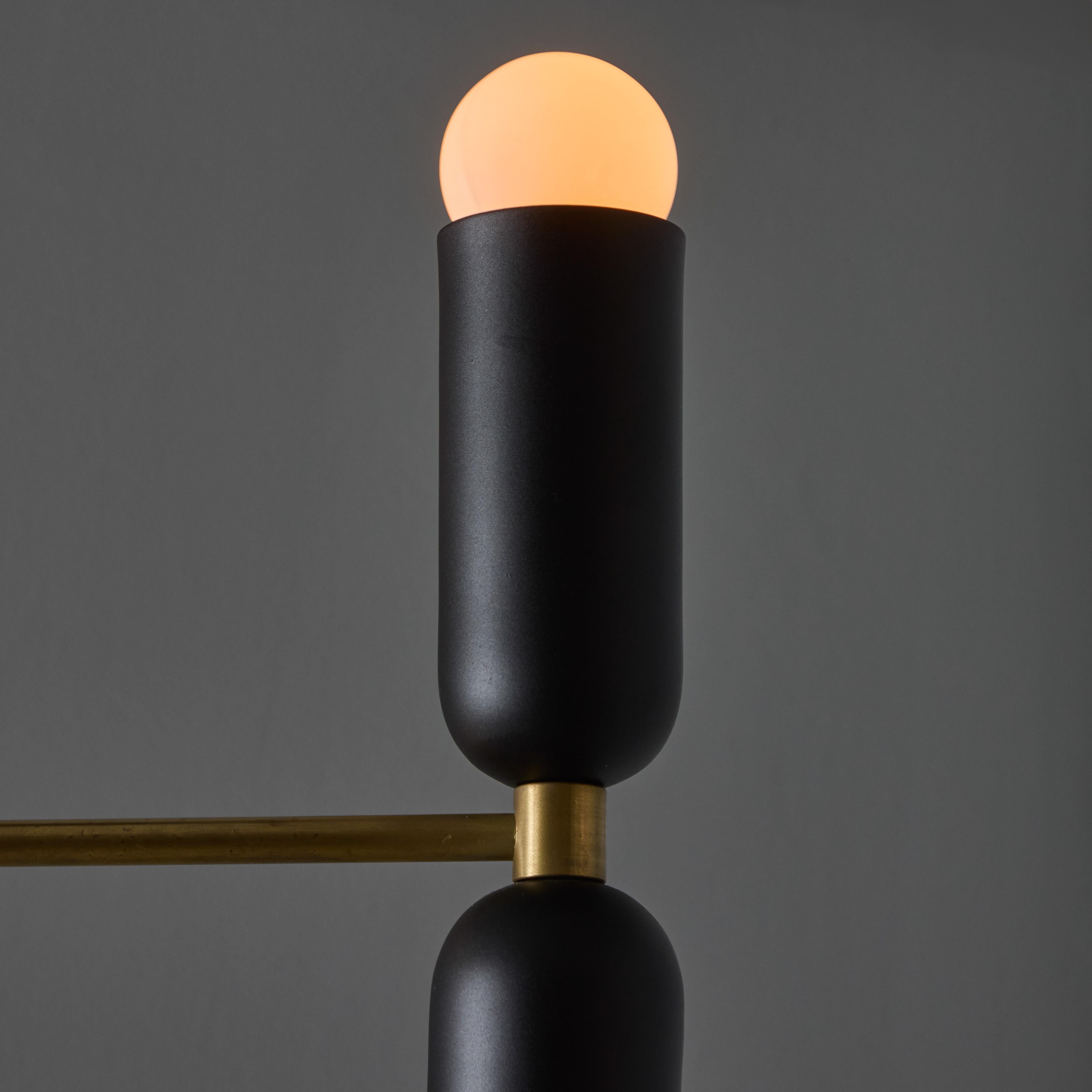 Mid-Century Modern 'Lulu' 3-Arm Chandelier in Black & Brass by Alvaro Benitez For Sale