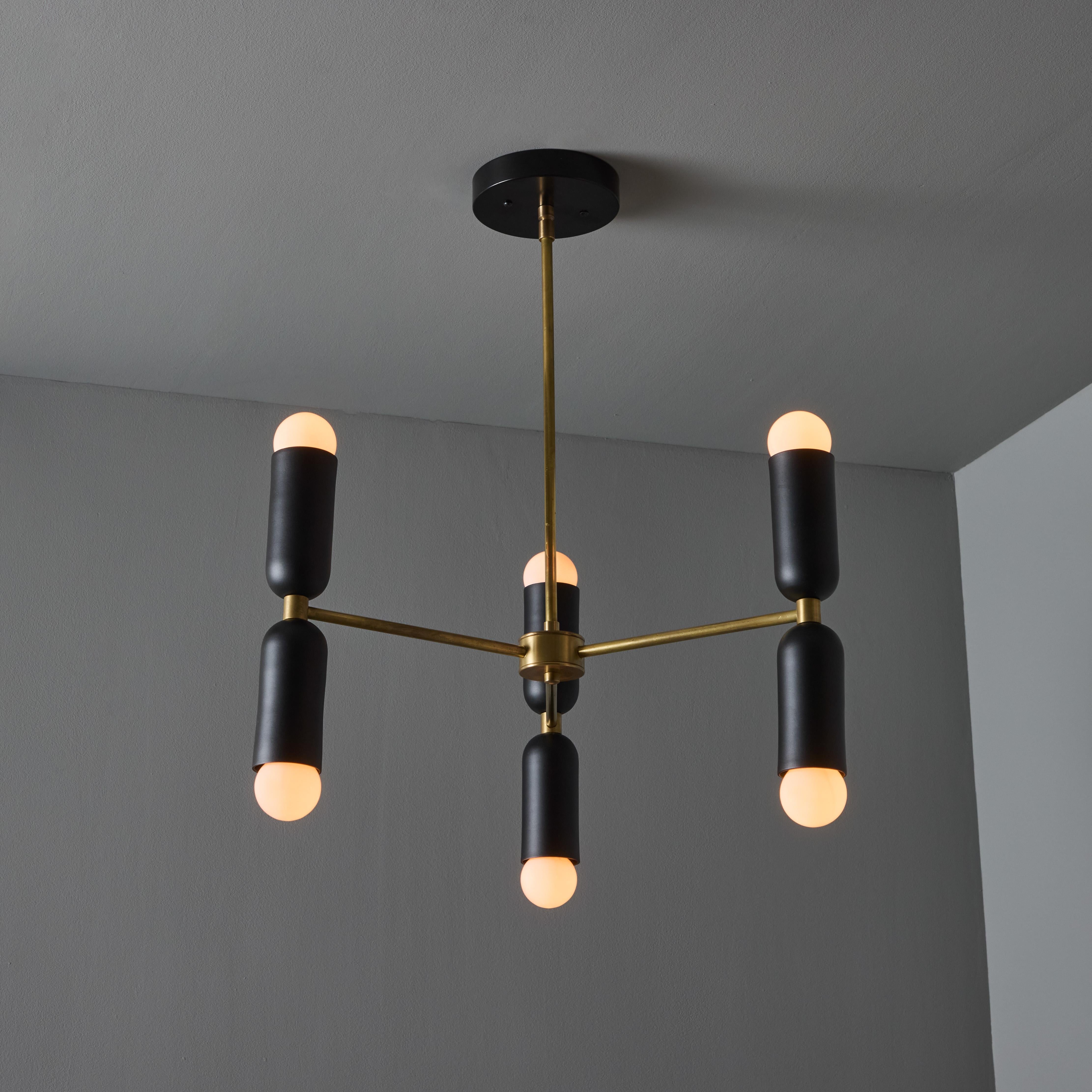 'Lulu' 3-Arm Chandelier in Black & Brass by Alvaro Benitez For Sale 2