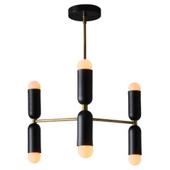 'Lulu' 3-Arm Chandelier in Black & Brass by Alvaro Benitez