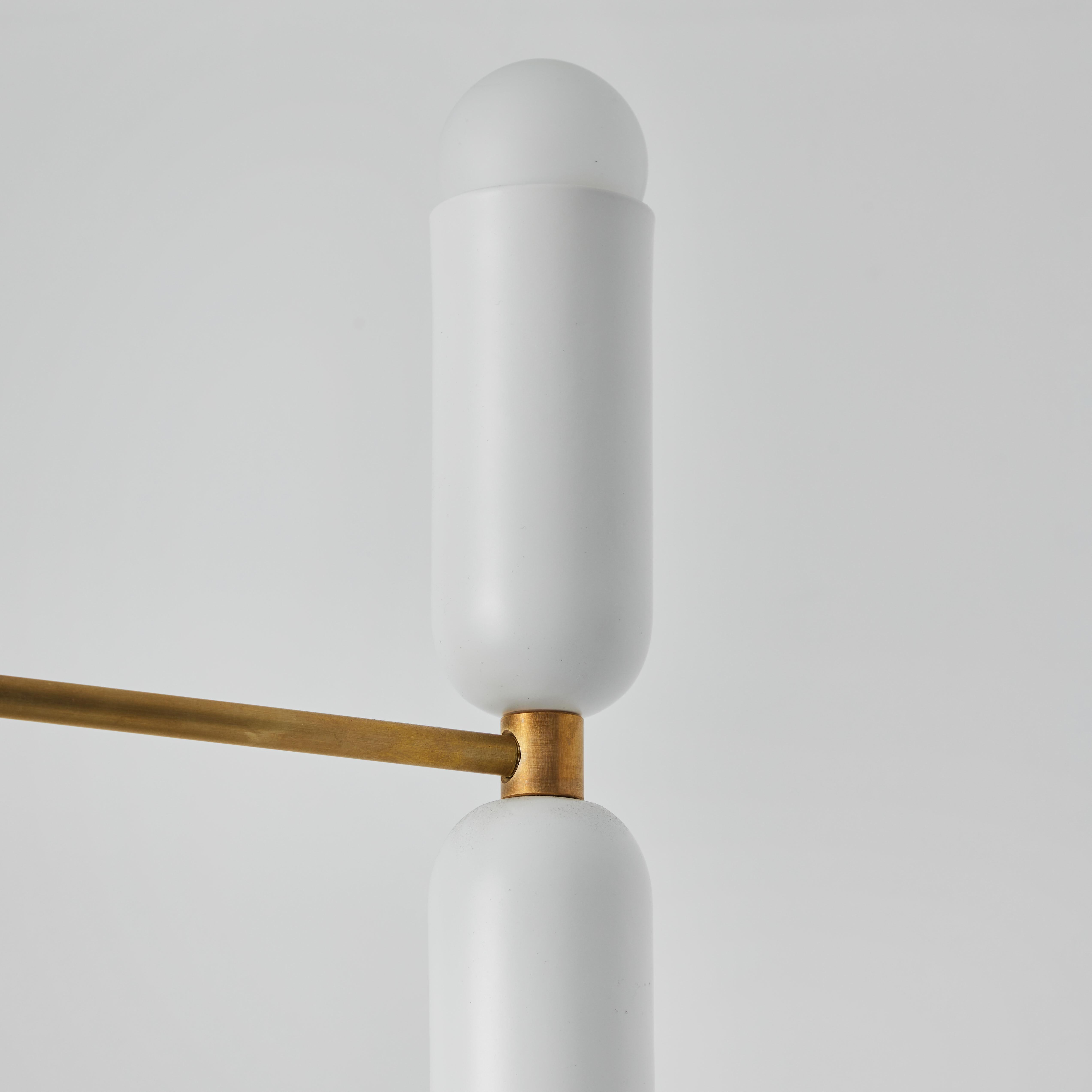 'Lulu' 3-Arm Chandelier in White & Brass by Alvaro Benitez For Sale 2