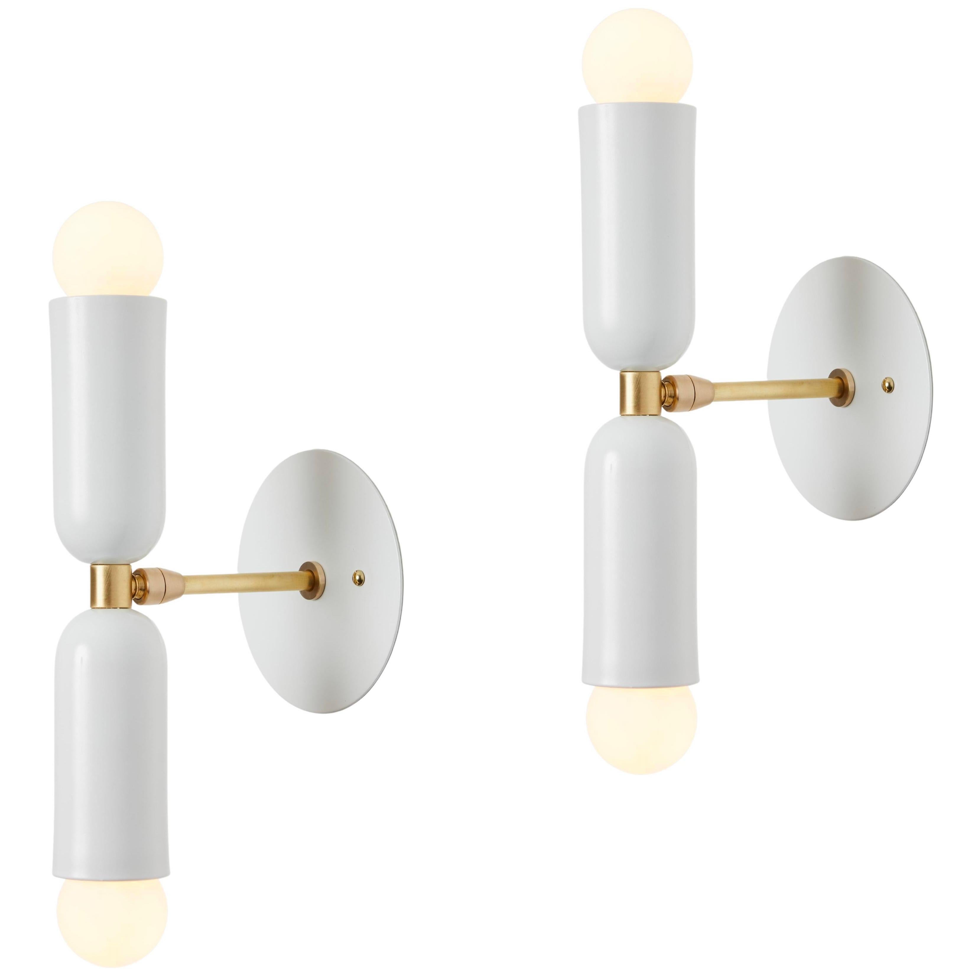 'Lulu' 3-Arm Chandelier in White & Brass by Alvaro Benitez For Sale 6