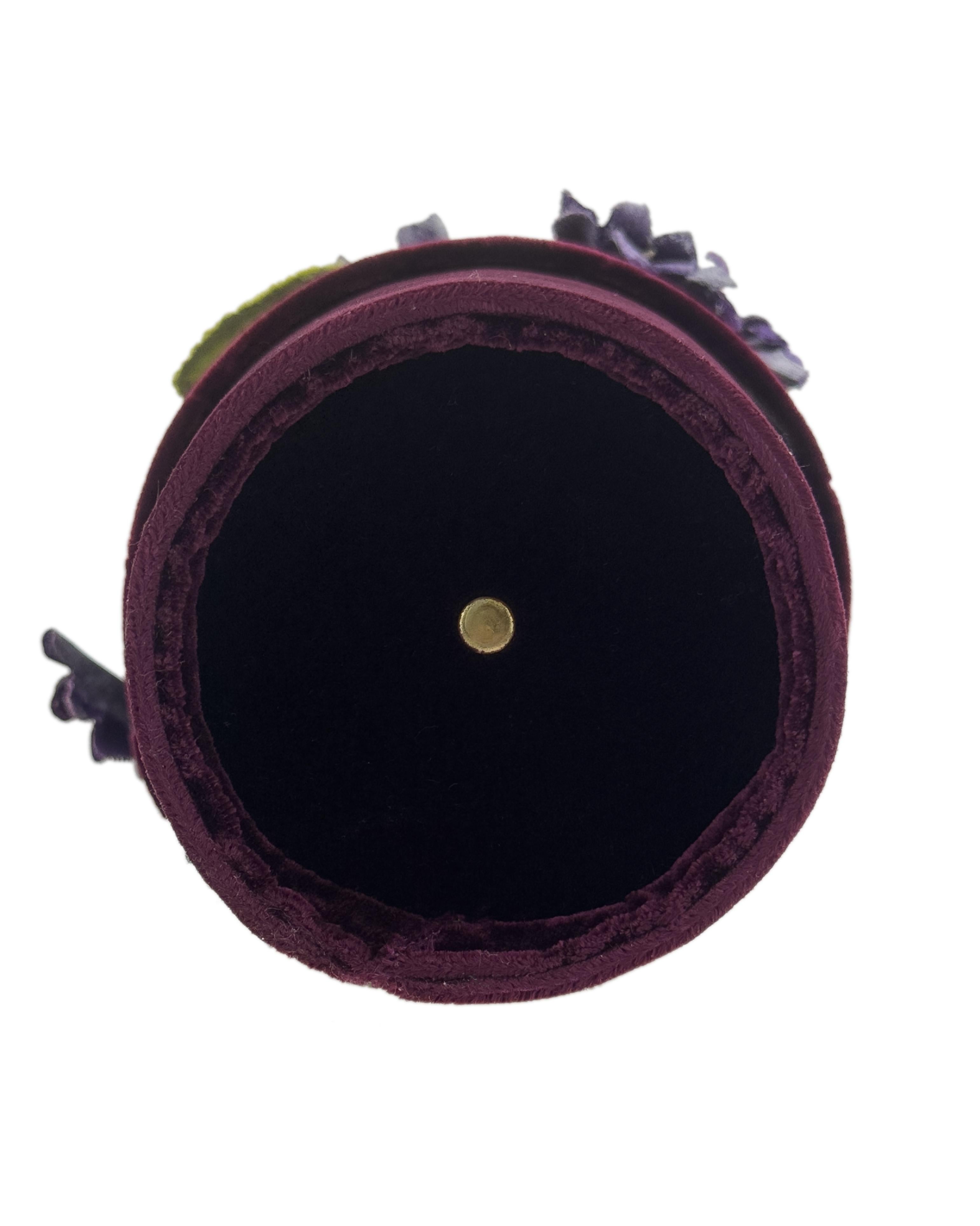 Lulu Guinness 1996 Documented Velvet Violet Flower Pot Bag In Good Condition For Sale In Toronto, Ontario