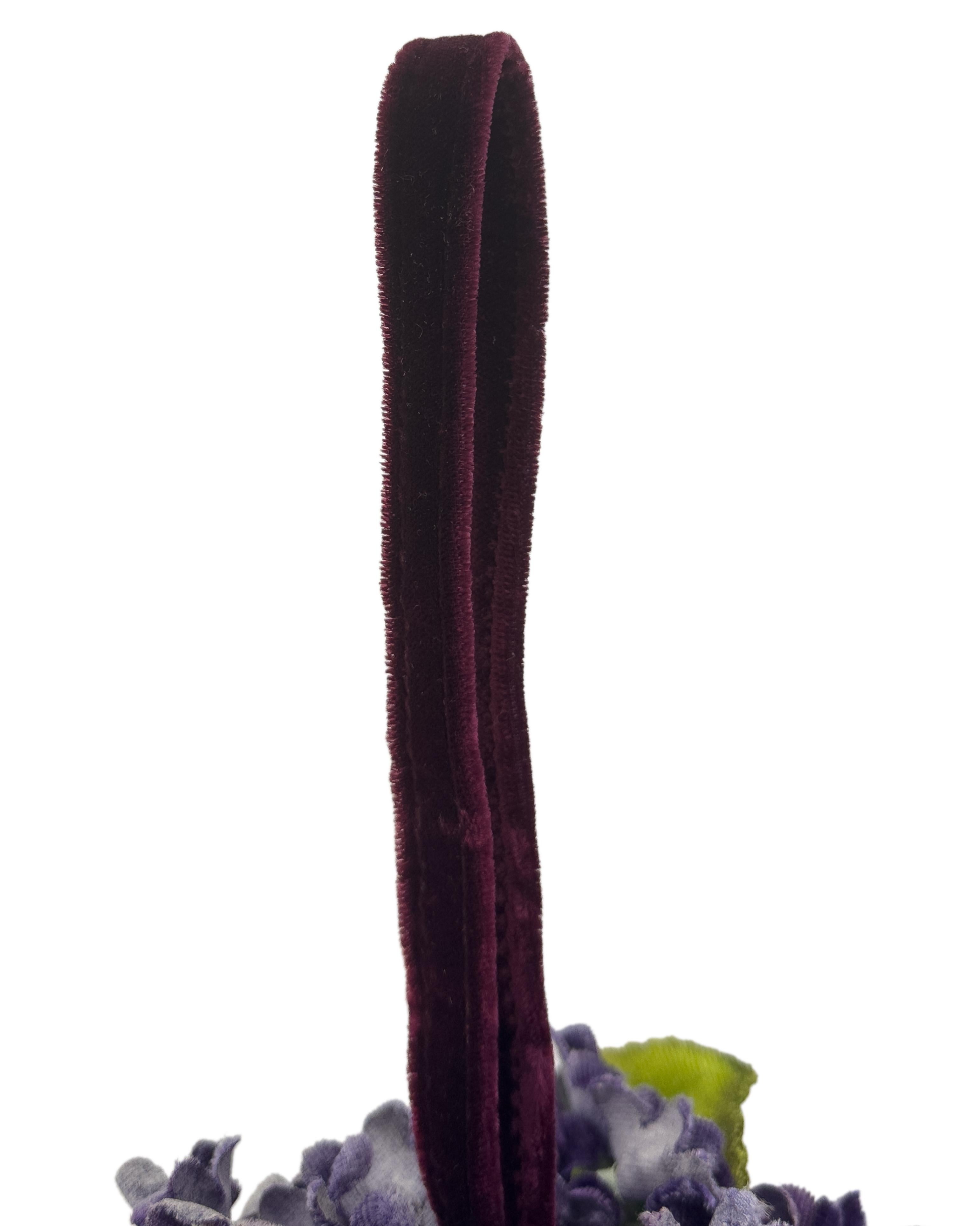 Women's Lulu Guinness 1996 Documented Velvet Violet Flower Pot Bag For Sale