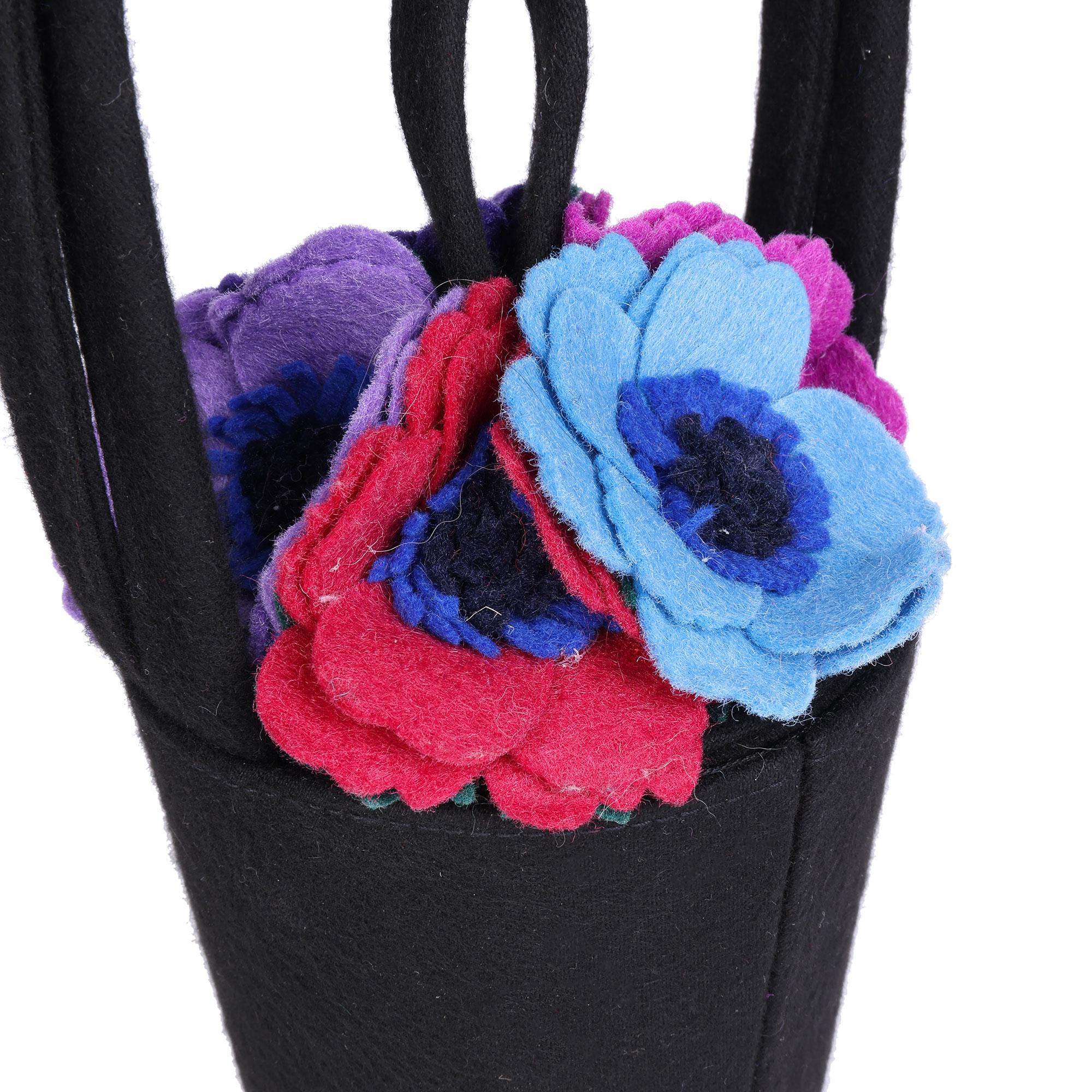 Women's Lulu Guinness Black, Pink, Purple, Blue, Green & Red Felt Vintage Florist Bag