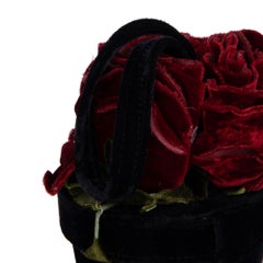 Lulu Guinness Black, Red & Green Velvet Vintage Florist Pot Bag